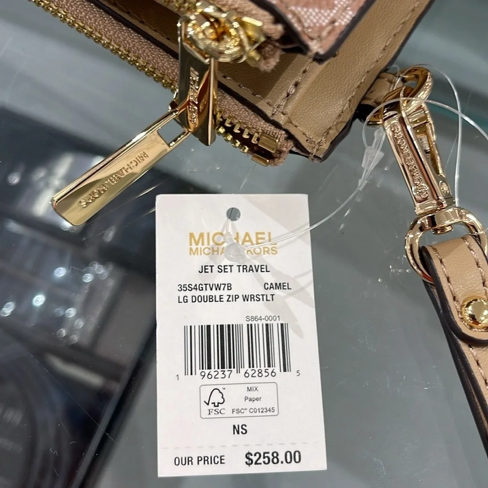 MICHAEL KORS Jet Set Large Ombré Logo Double-Zip Wristlet-Wallet-Phone Case NWT